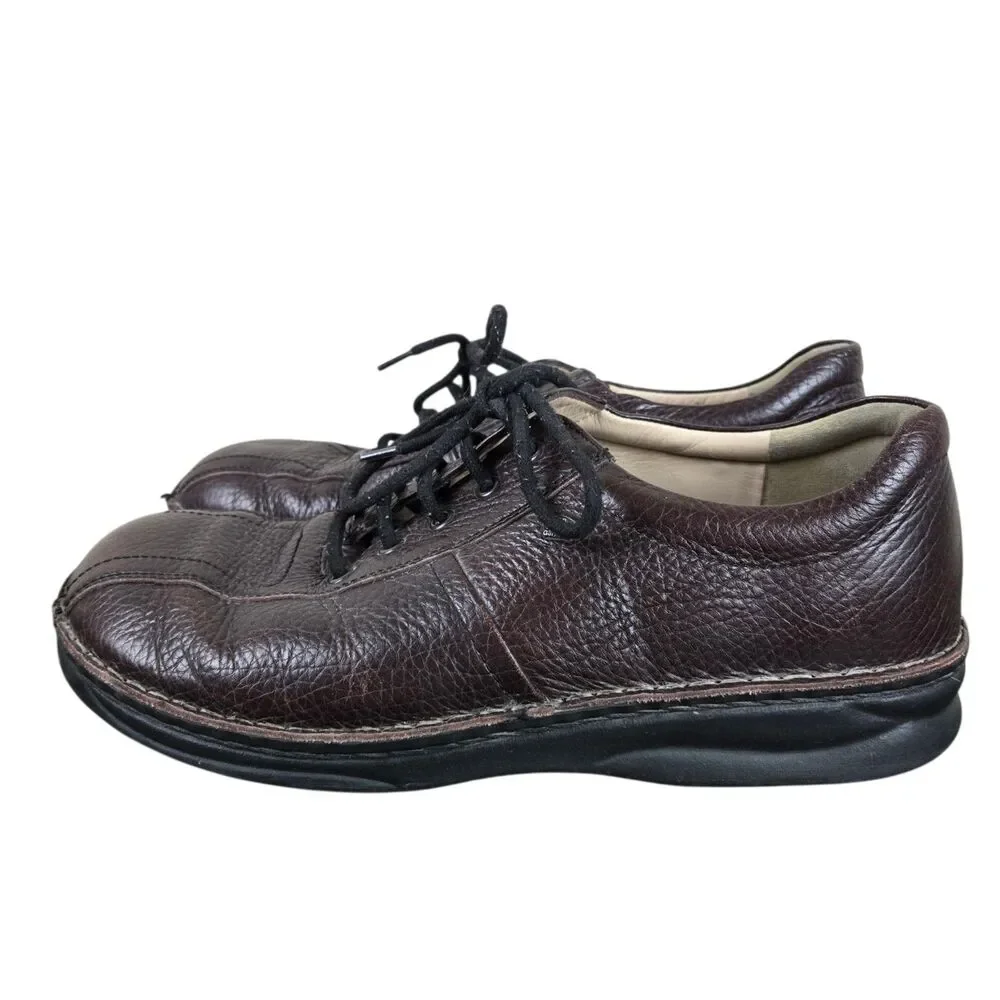 Finn Comfort Dijon Lace Up Oxford Sz 9.5 Brown Pebbled Leather Grandpacore